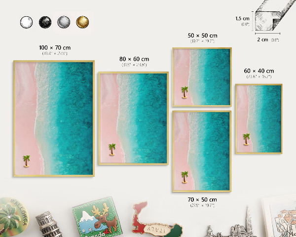 Tablero para imanes decorativo con marco dorado Relajación veraniega