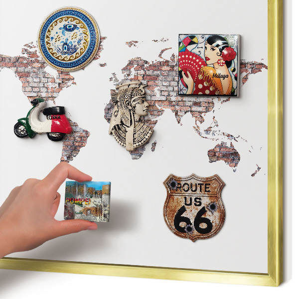 Pizarra magnética de pared en color oro Mundo de ladrillos