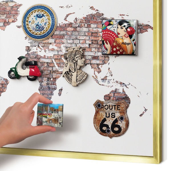 Pizarra magnética de pared en color oro Mundo de ladrillos