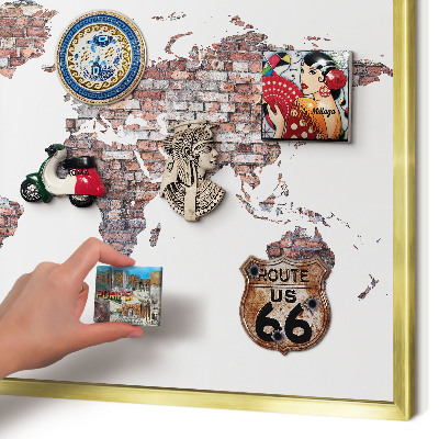 Pizarra magnética de pared en color oro Mundo de ladrillos