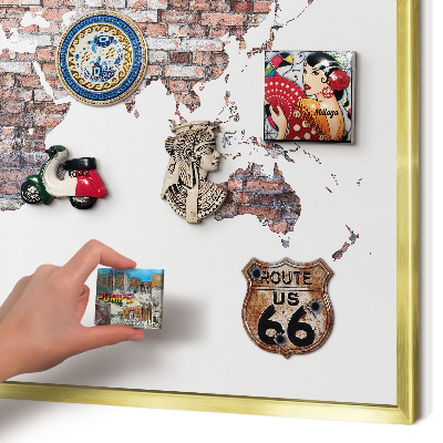 Pizarra magnética de pared en color oro Mundo de ladrillos