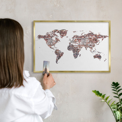 Pizarra magnética de pared en color oro Mundo de ladrillos