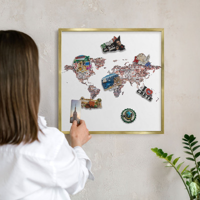 Pizarra magnética de pared en color oro Mundo de ladrillos