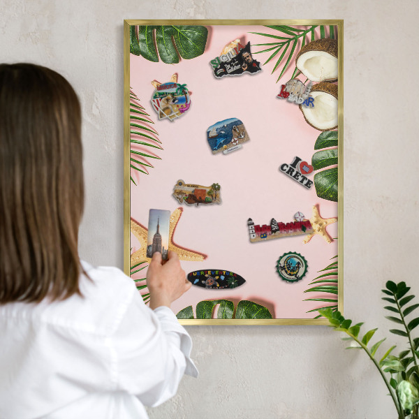 Pizarra magnética de pared en color oro Vacaciones tropicales