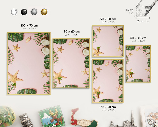 Pizarra magnética de pared en color oro Vacaciones tropicales