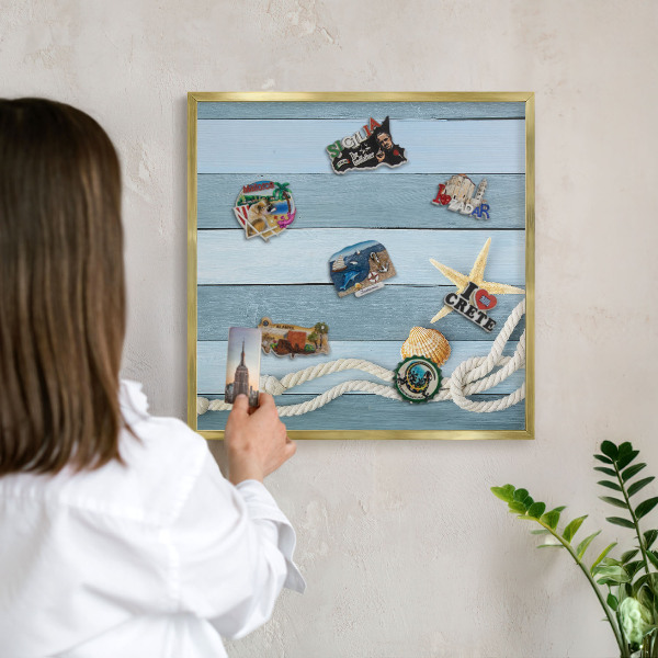 Tablero para imanes decorativo con marco dorado Clima marítimo