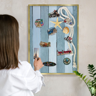 Tablero para imanes decorativo con marco dorado Clima marítimo