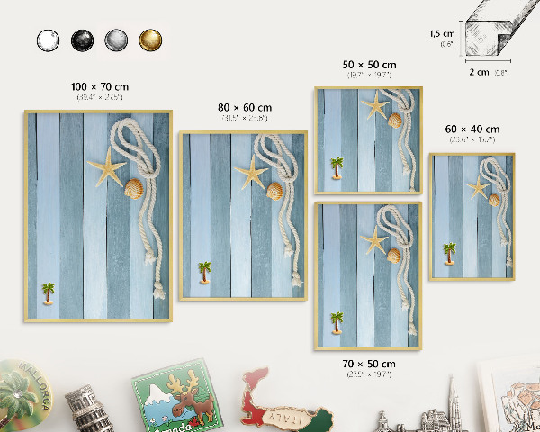 Tablero para imanes decorativo con marco dorado Clima marítimo