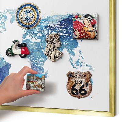 Pizarra magnética de pared en color oro Mapa de acuarela