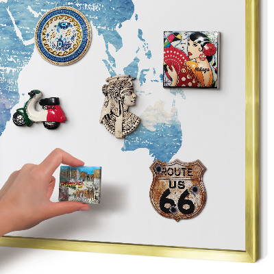 Pizarra magnética de pared en color oro Mapa de acuarela