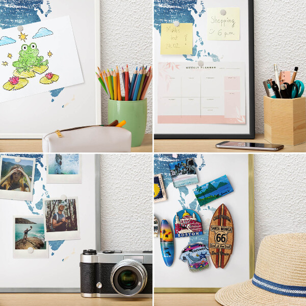 Pizarra magnética de pared en color oro Mapa de acuarela