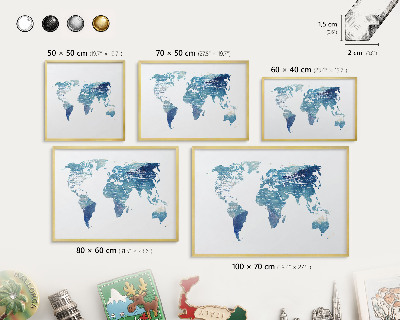 Pizarra magnética de pared en color oro Mapa de acuarela