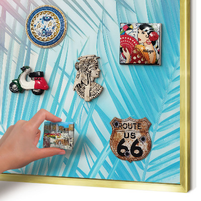 Tablero para imanes decorativo con marco dorado Elegancia tropical