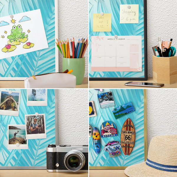 Tablero para imanes decorativo con marco dorado Elegancia tropical