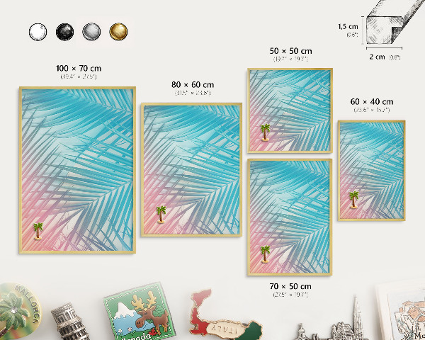 Tablero para imanes decorativo con marco dorado Elegancia tropical