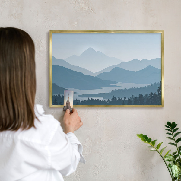 Pizarra magnética de pared en color oro Armonía de montaña