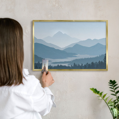 Pizarra magnética de pared en color oro Armonía de montaña