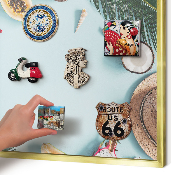 Tablero para imanes decorativo con marco dorado Vacaciones tropicales