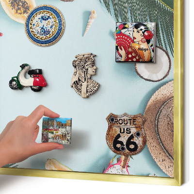 Tablero para imanes decorativo con marco dorado Vacaciones tropicales