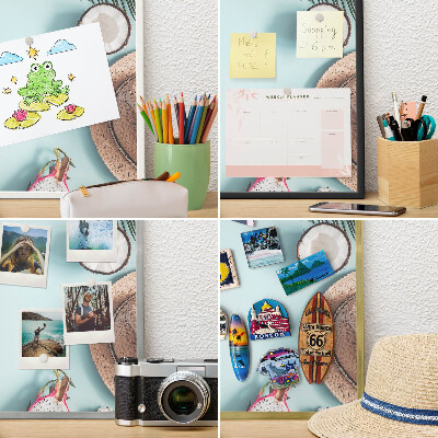 Tablero para imanes decorativo con marco dorado Vacaciones tropicales