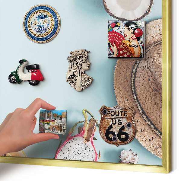 Tablero para imanes decorativo con marco dorado Vacaciones tropicales