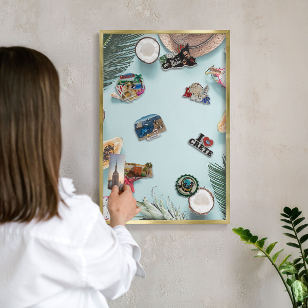 Tablero para imanes decorativo con marco dorado Vacaciones tropicales