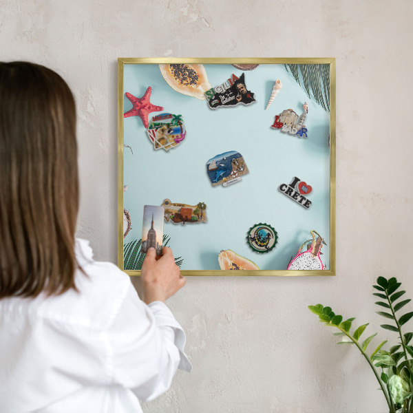Tablero para imanes decorativo con marco dorado Vacaciones tropicales