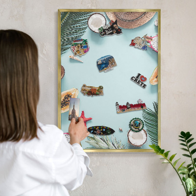 Tablero para imanes decorativo con marco dorado Vacaciones tropicales