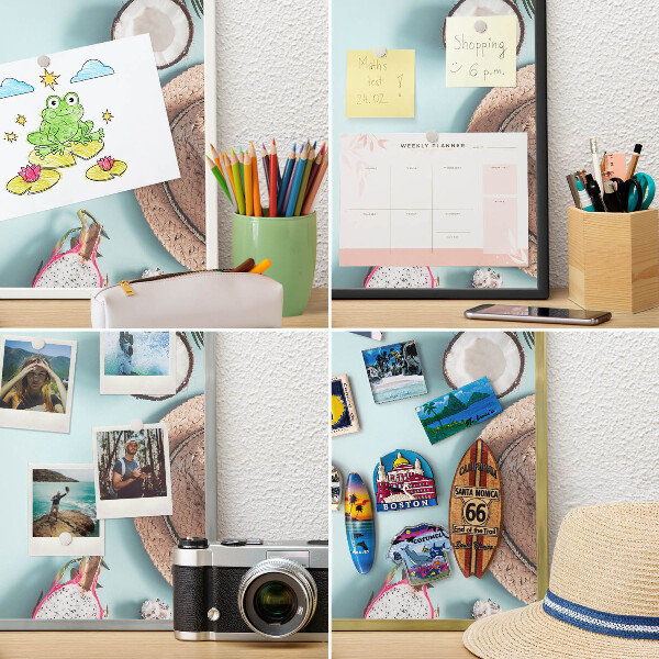 Tablero para imanes decorativo con marco dorado Vacaciones tropicales