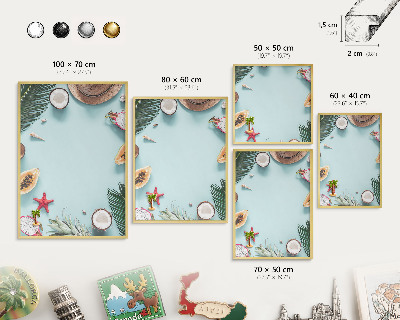 Tablero para imanes decorativo con marco dorado Vacaciones tropicales