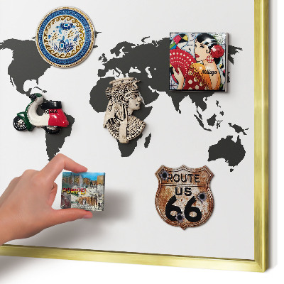 Pizarra magnética de pared en color oro Mapa del mundo