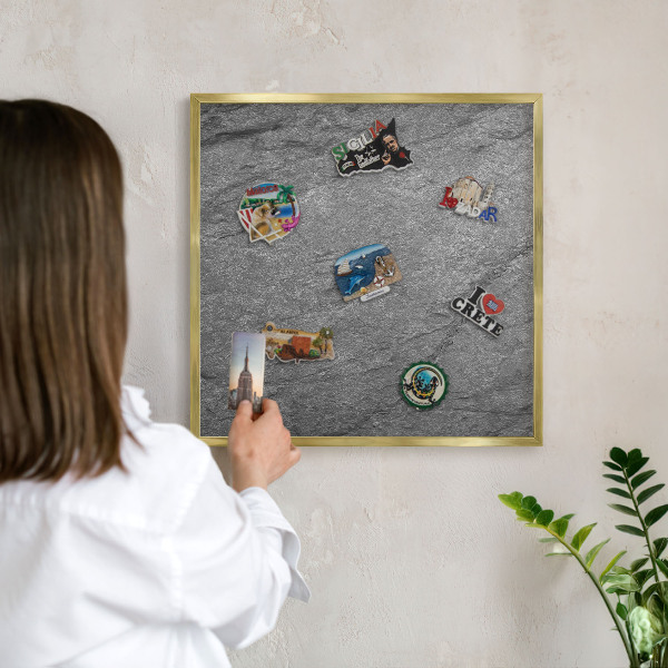 Pizarra magnética de pared en color oro Piedra gris
