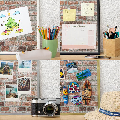 Tablero para imanes decorativo con marco dorado Muro de ladrillo