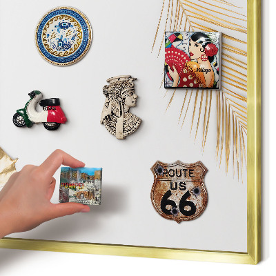 Tablero para imanes decorativo con marco dorado Hojas elegantes