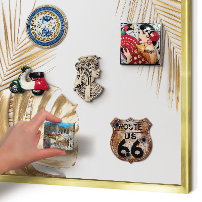 Tablero para imanes decorativo con marco dorado Hojas elegantes