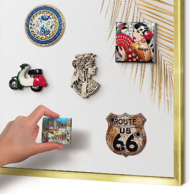 Tablero para imanes decorativo con marco dorado Hojas elegantes