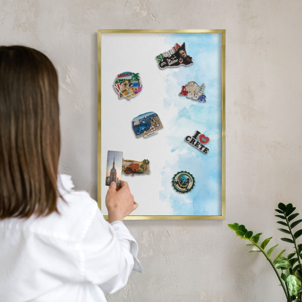 Tablero para imanes decorativo con marco dorado Paisaje relajante