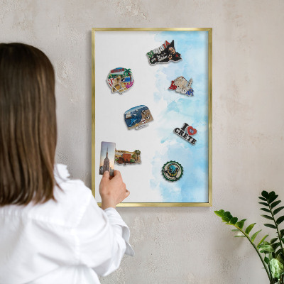 Tablero para imanes decorativo con marco dorado Paisaje relajante