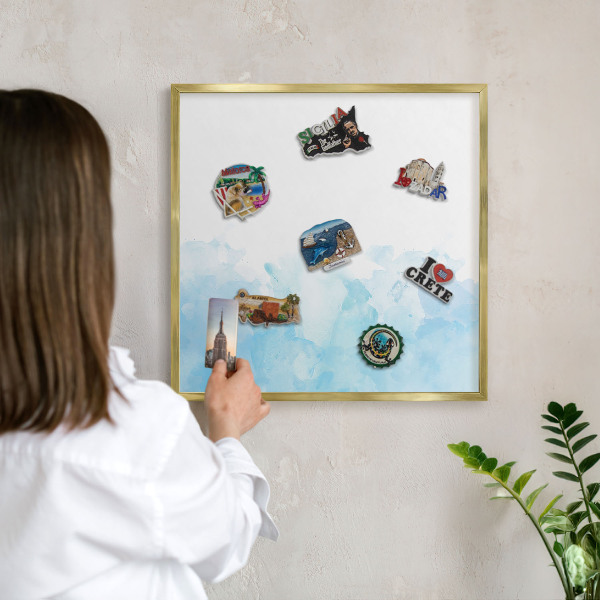 Tablero para imanes decorativo con marco dorado Paisaje relajante