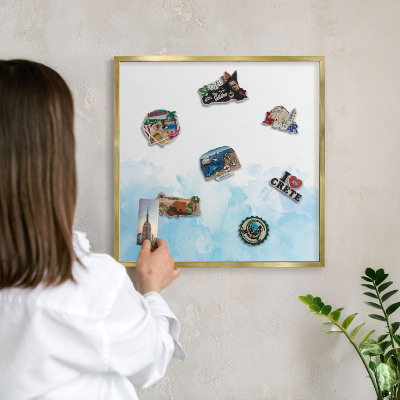 Tablero para imanes decorativo con marco dorado Paisaje relajante