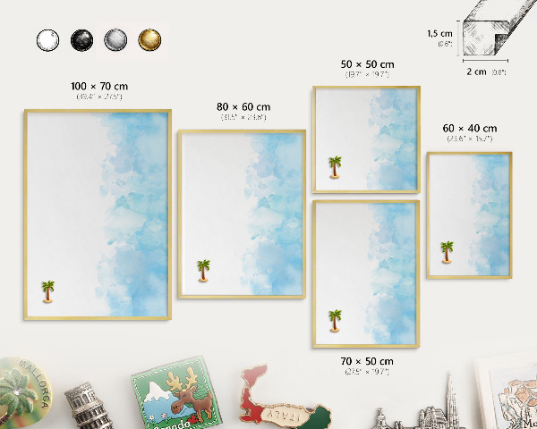 Tablero para imanes decorativo con marco dorado Paisaje relajante