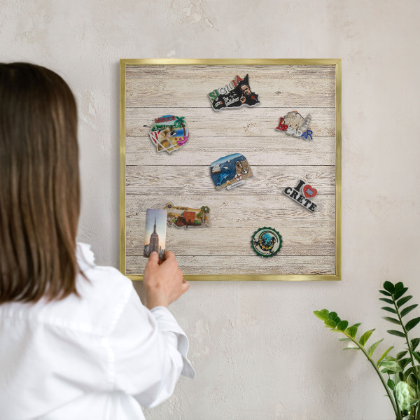 Pizarra magnética de pared en color oro Textura de madera