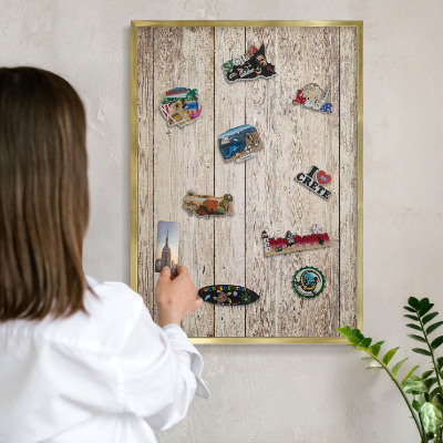 Pizarra magnética de pared en color oro Textura de madera