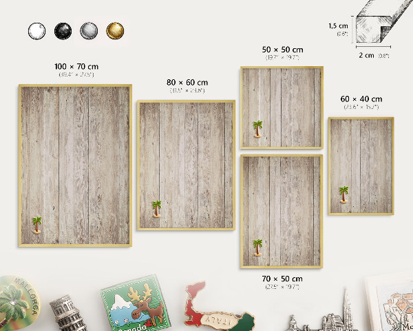 Pizarra magnética de pared en color oro Textura de madera