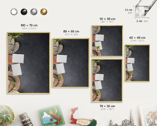 Tablero para imanes decorativo con marco dorado Ambiente vacacional