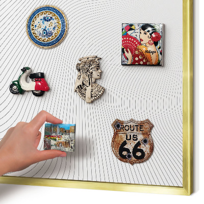 Tablero para imanes decorativo con marco dorado Ondas lineales