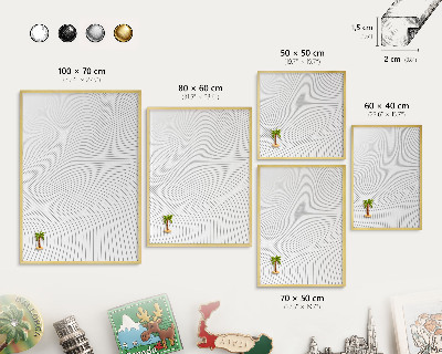 Tablero para imanes decorativo con marco dorado Ondas lineales