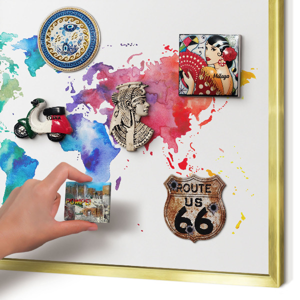 Tablero para imanes decorativo con marco dorado Mapa de colores