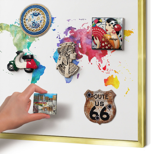 Tablero para imanes decorativo con marco dorado Mapa de colores