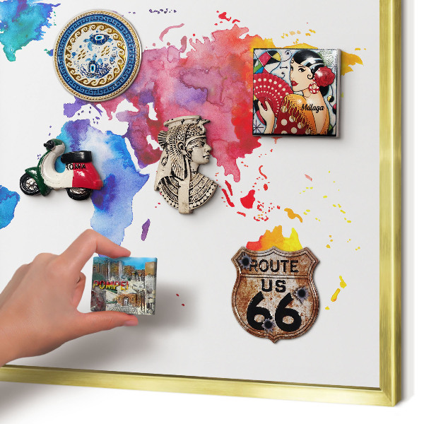 Tablero para imanes decorativo con marco dorado Mapa de colores